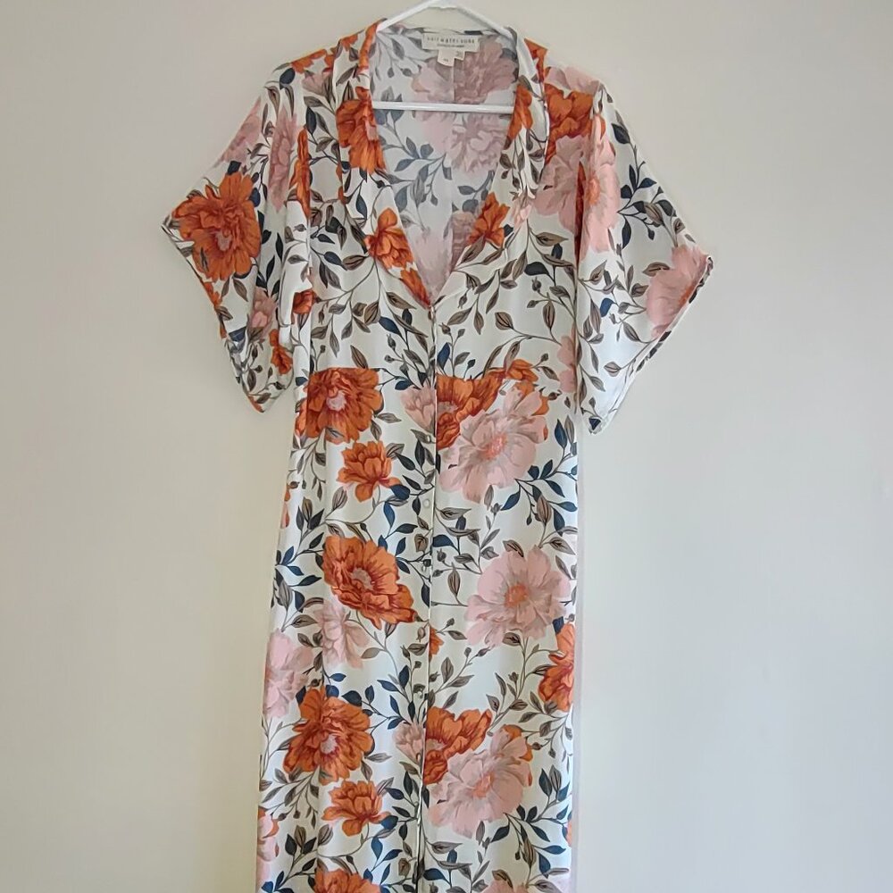 Saltwater Luxe Orange Floral Maxi Dress Size Medium Cottagecore